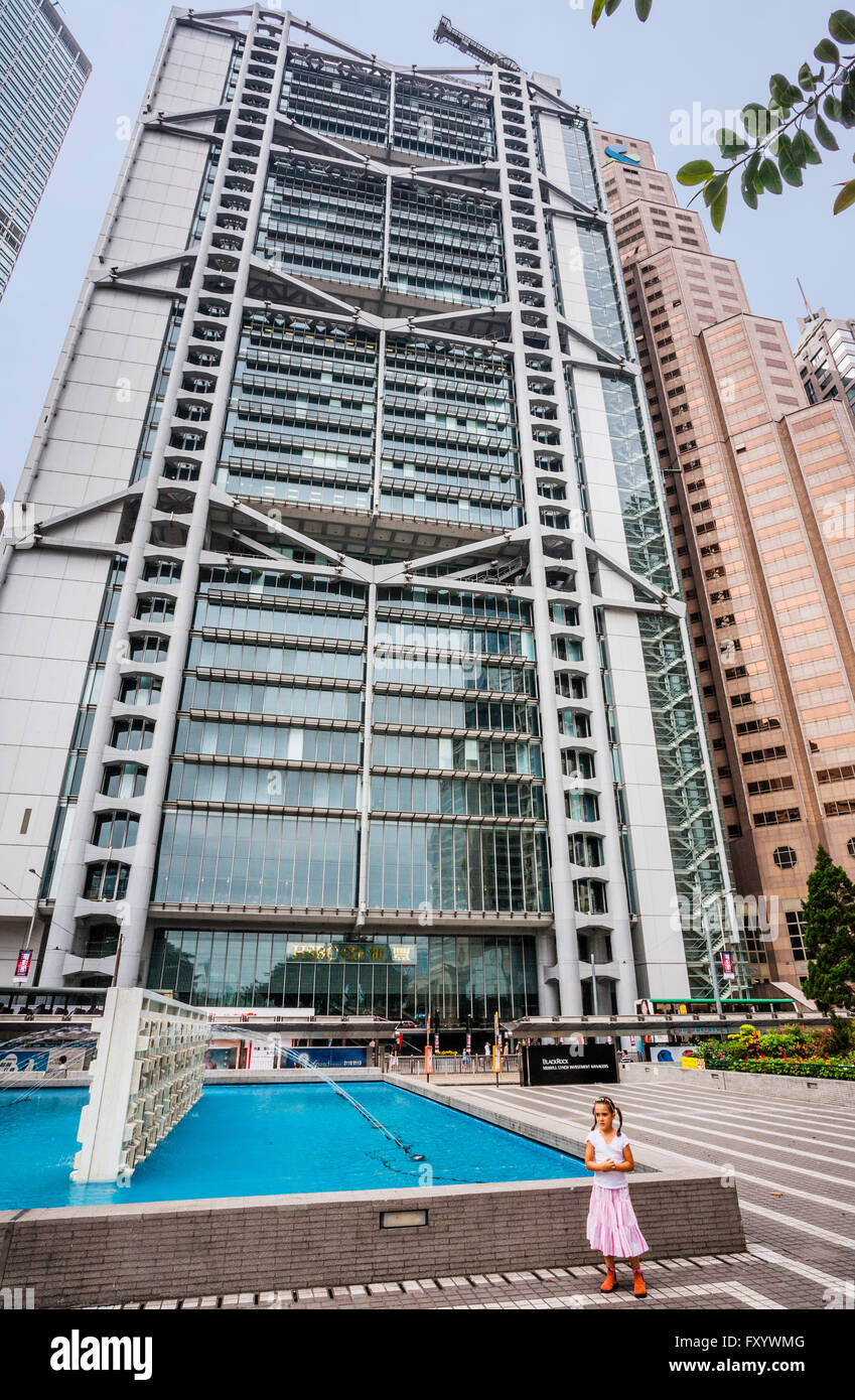 Cina, Hong Kong, il distretto centrale, vista della Hong Kong e Shanghai Bank, HSBC Building Foto Stock