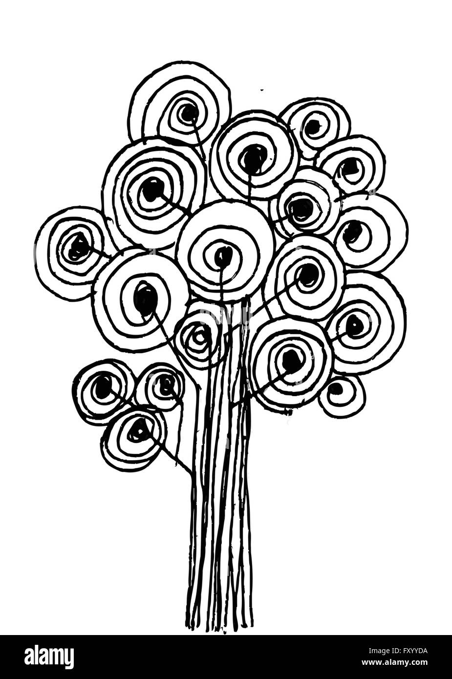 Set di alberi con foglie Illustrazione Vettoriale