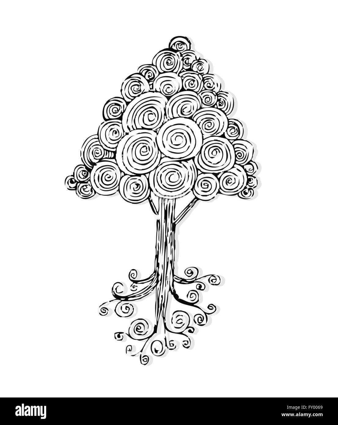 Set di alberi con foglie Illustrazione Vettoriale