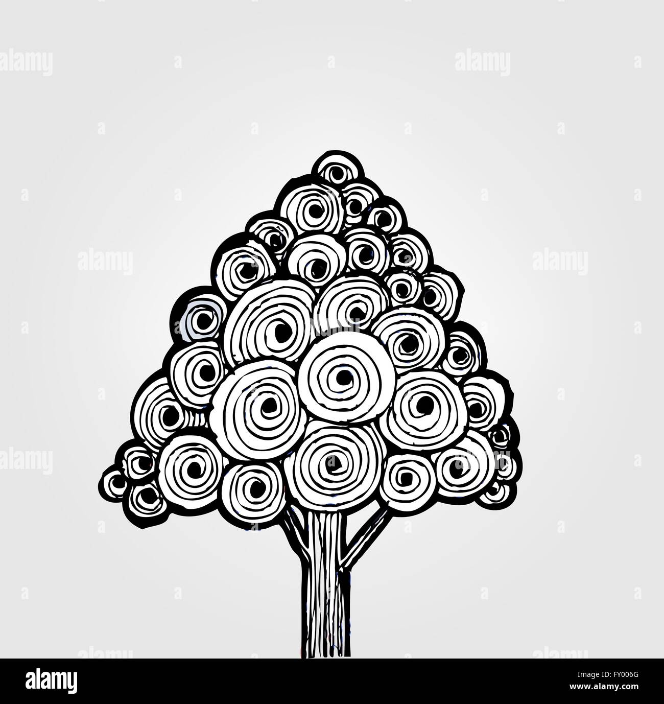 Set di alberi con foglie Illustrazione Vettoriale