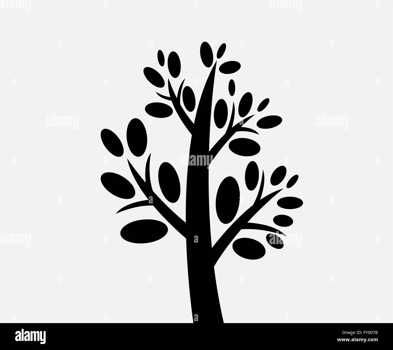 Set di alberi con foglie Illustrazione Vettoriale