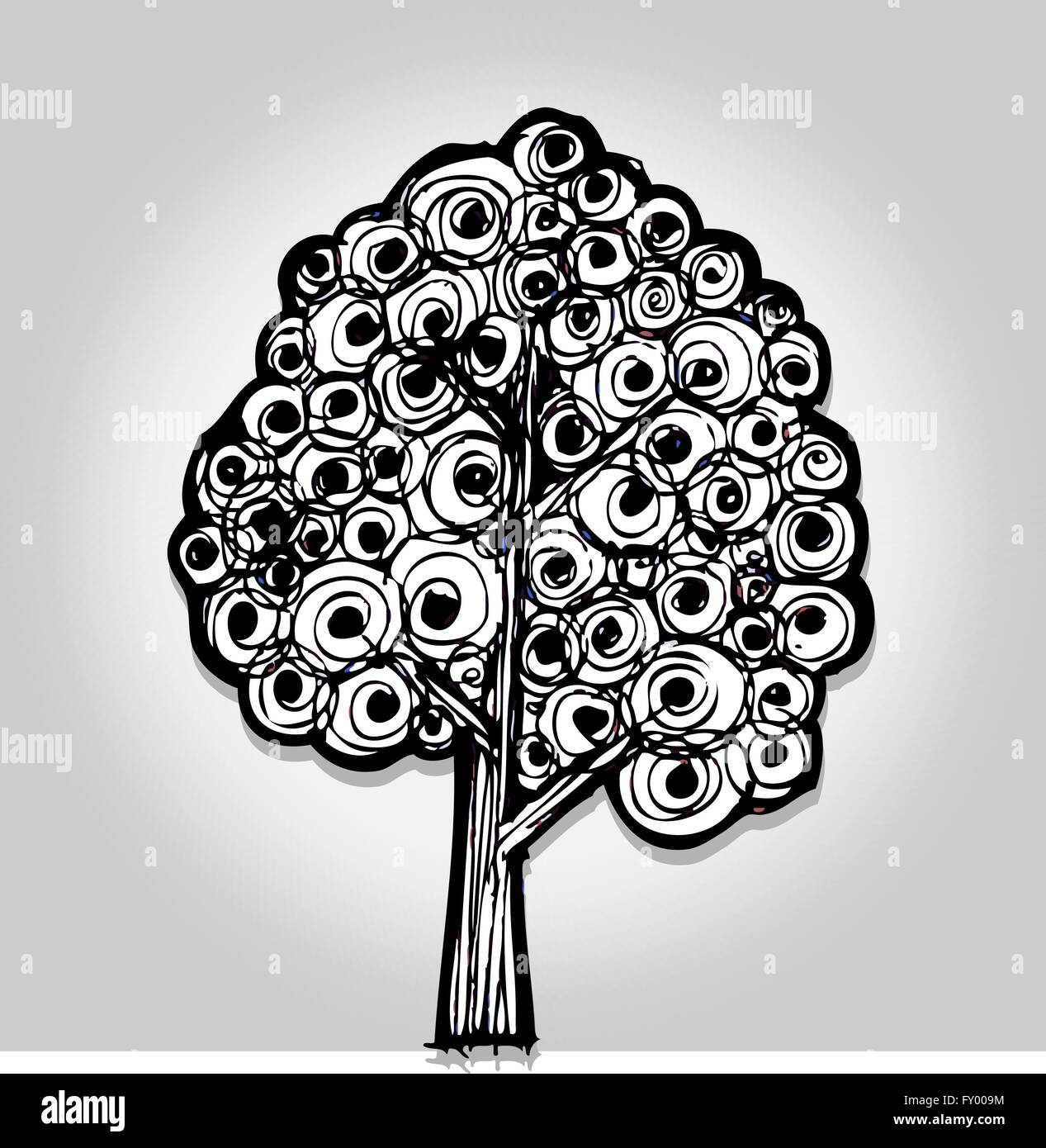 Set di alberi con foglie Illustrazione Vettoriale