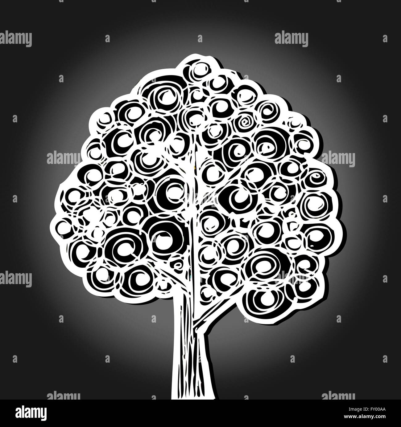 Set di alberi con foglie Illustrazione Vettoriale