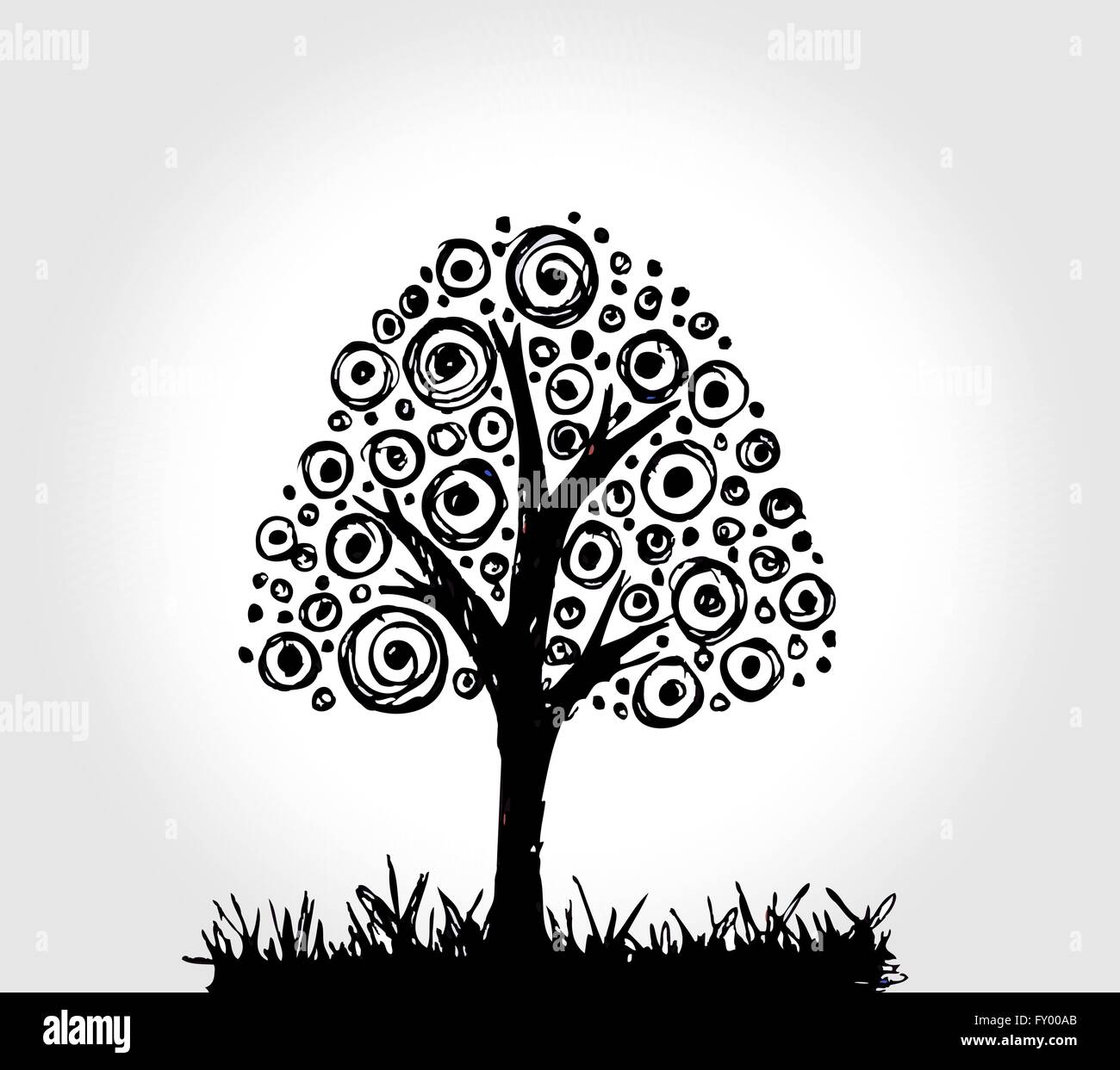 Set di alberi con foglie Illustrazione Vettoriale