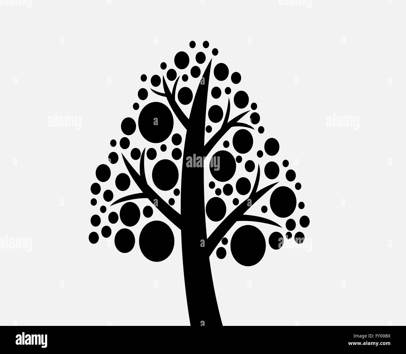 Set di alberi con foglie Illustrazione Vettoriale