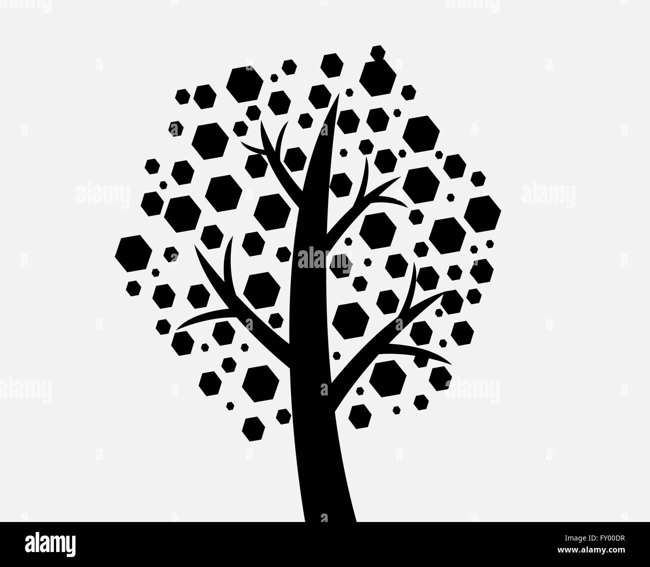 Set di alberi con foglie Illustrazione Vettoriale