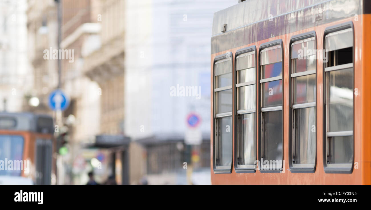 Vintage tram auto in Milano, Italia Foto Stock