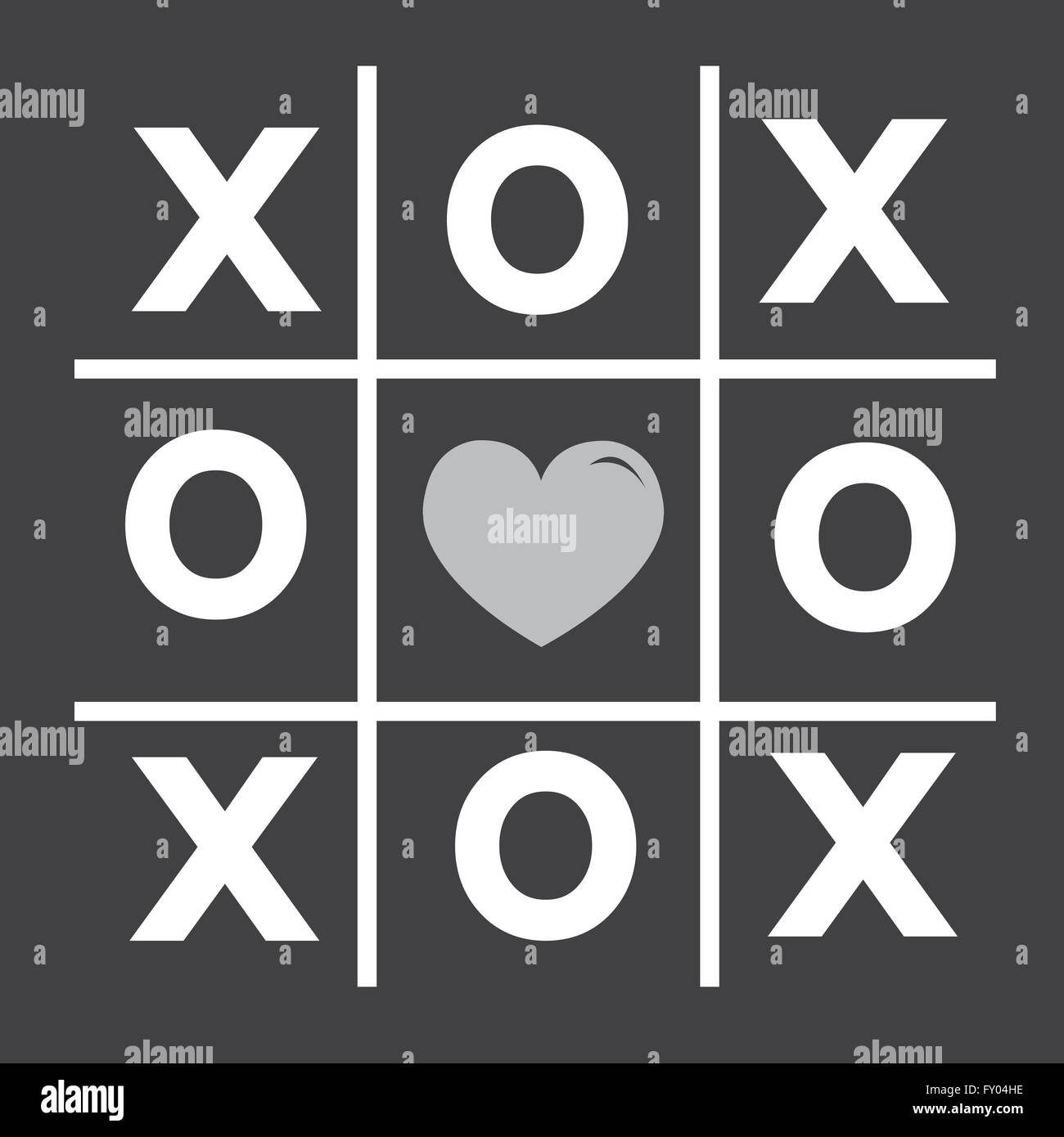 Happy Valentines Day card , Tic Tac Toe gioco ,cross , cuore segno, xoxo Illustrazione Vettoriale