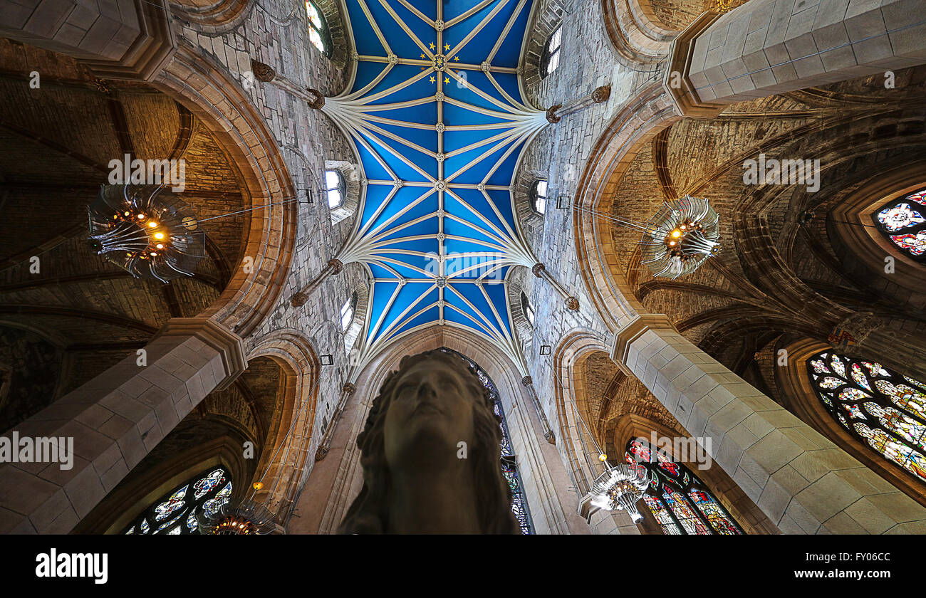 La Cattedrale di St Giles.Edimburgo. Il soffitto della navata. Foto Stock