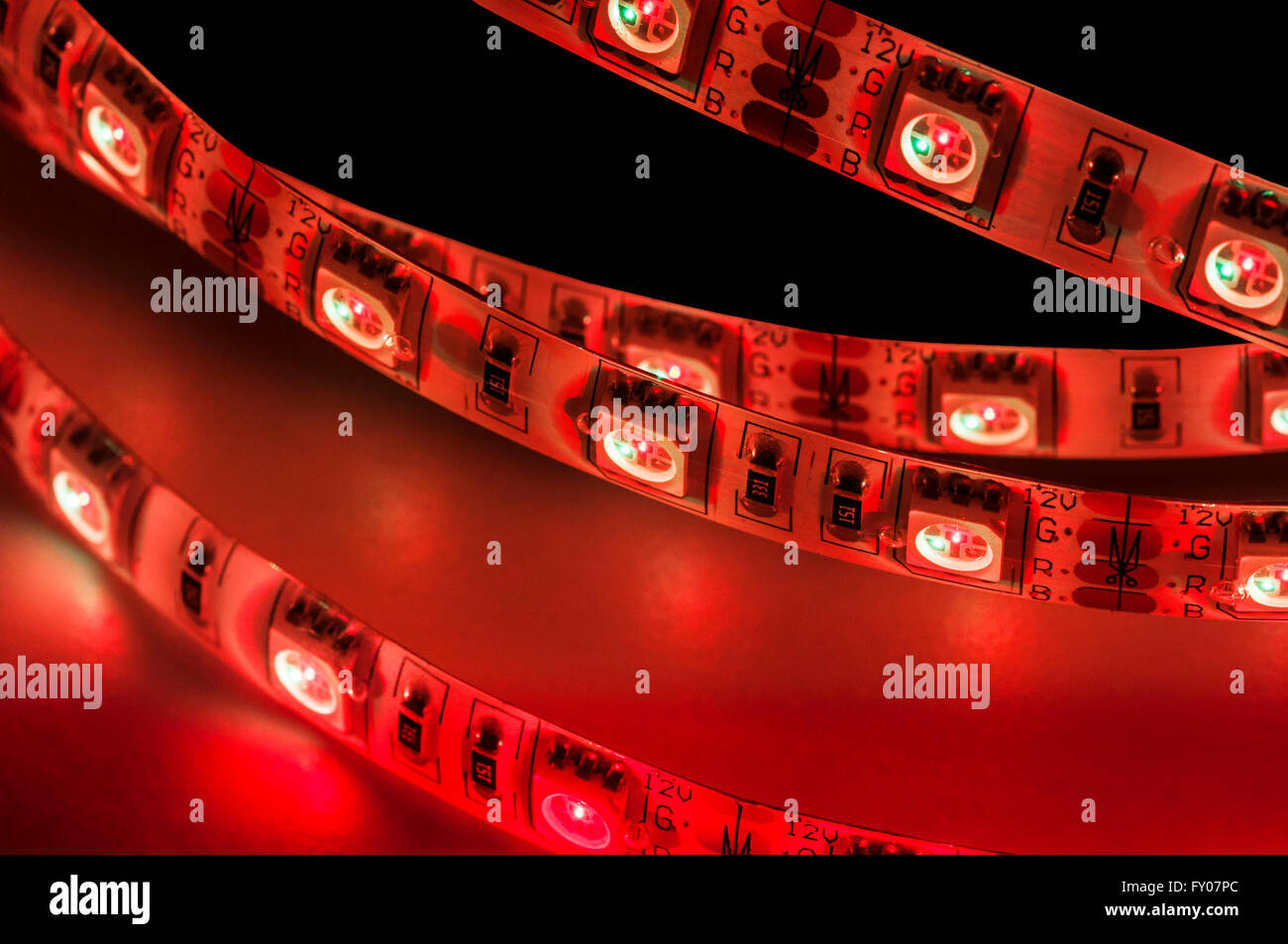 Luce led strip rgb close up Foto Stock