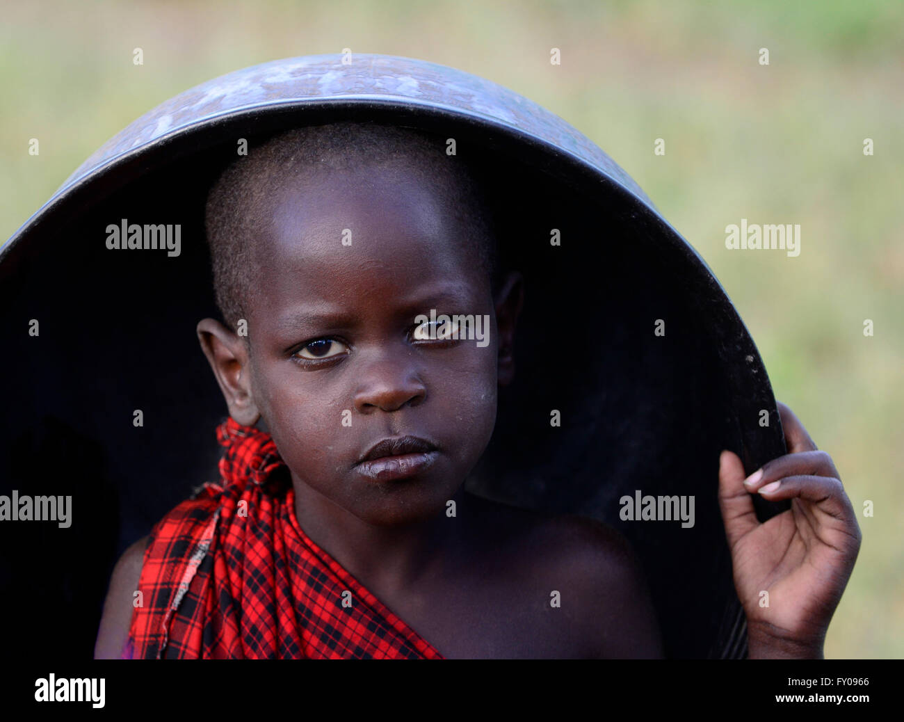 Ritratto di un simpatico Masai boy. Foto Stock