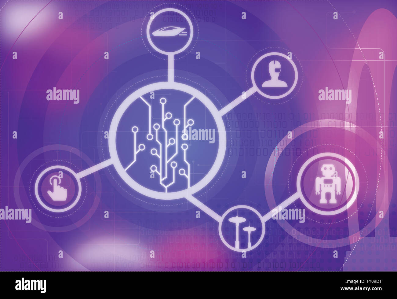 Immagine illustrativa della futuristica tecnologia avanzata e artificiale dei robot intelligente Foto Stock