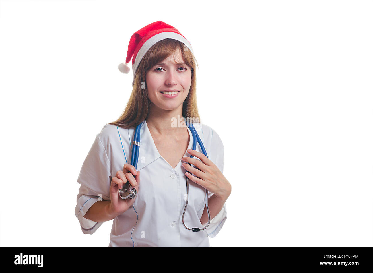 Il medico in un nuovo anno di cap sorrisi Foto Stock