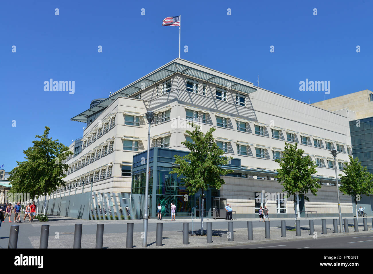 Botschaft der Vereinigten Staaten von Amerika, Ebertstrasse, nel quartiere Mitte di Berlino, Deutschland Foto Stock