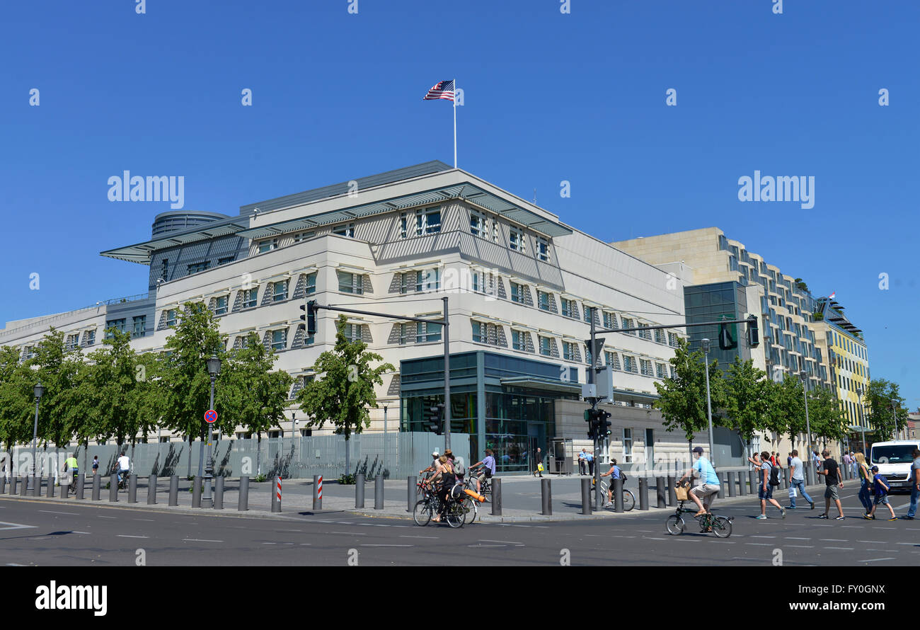 Botschaft der Vereinigten Staaten von Amerika, Ebertstrasse, nel quartiere Mitte di Berlino, Deutschland Foto Stock