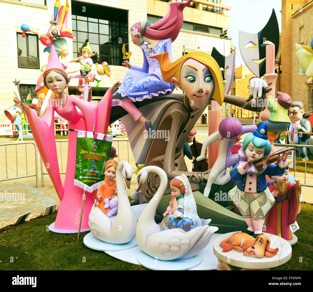 Falla Monumento al Festival delle Fallas in Burriana in Spagna Foto Stock