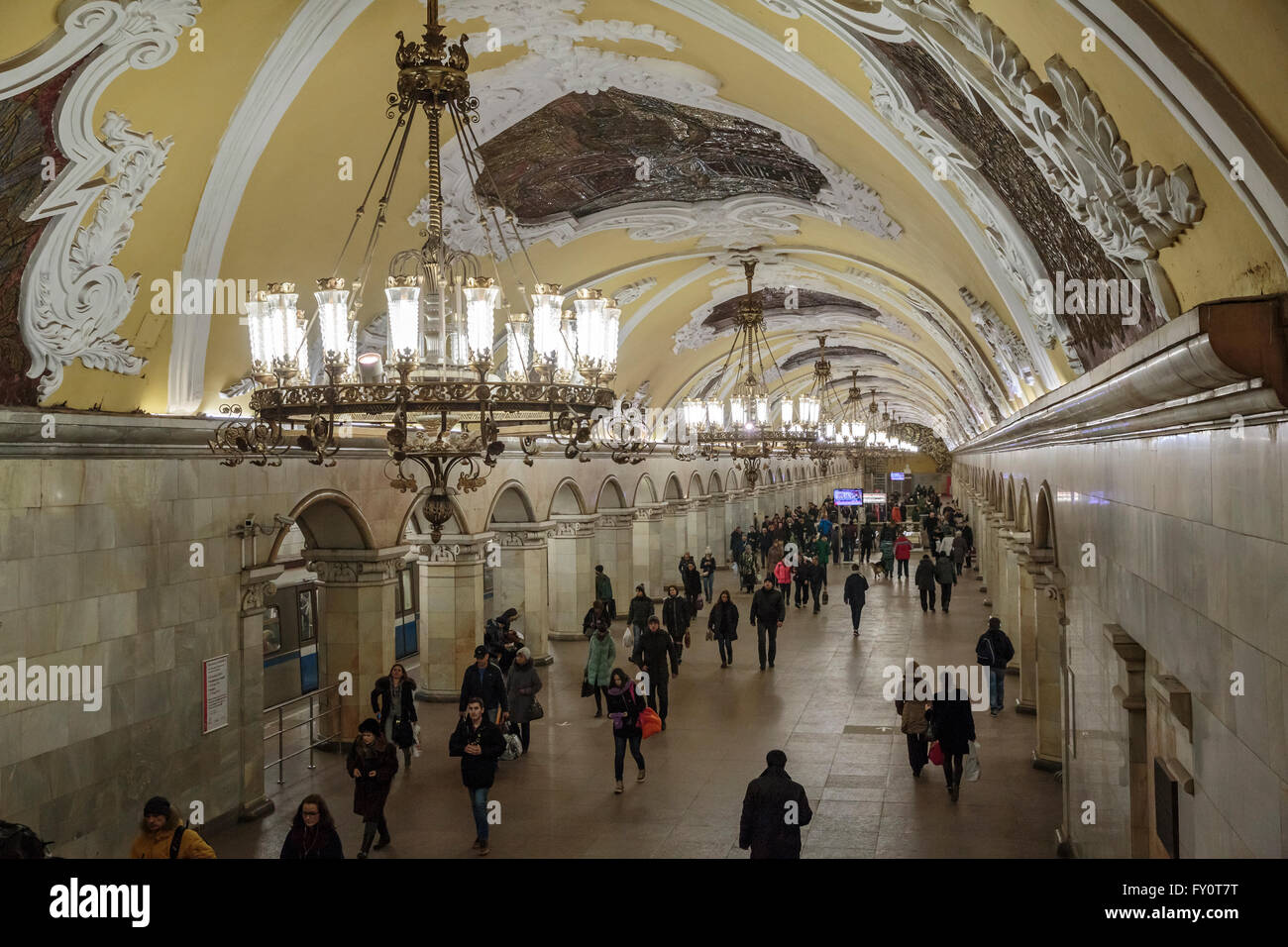 La Russia, Mosca, Komsomolskaya Metro Foto Stock