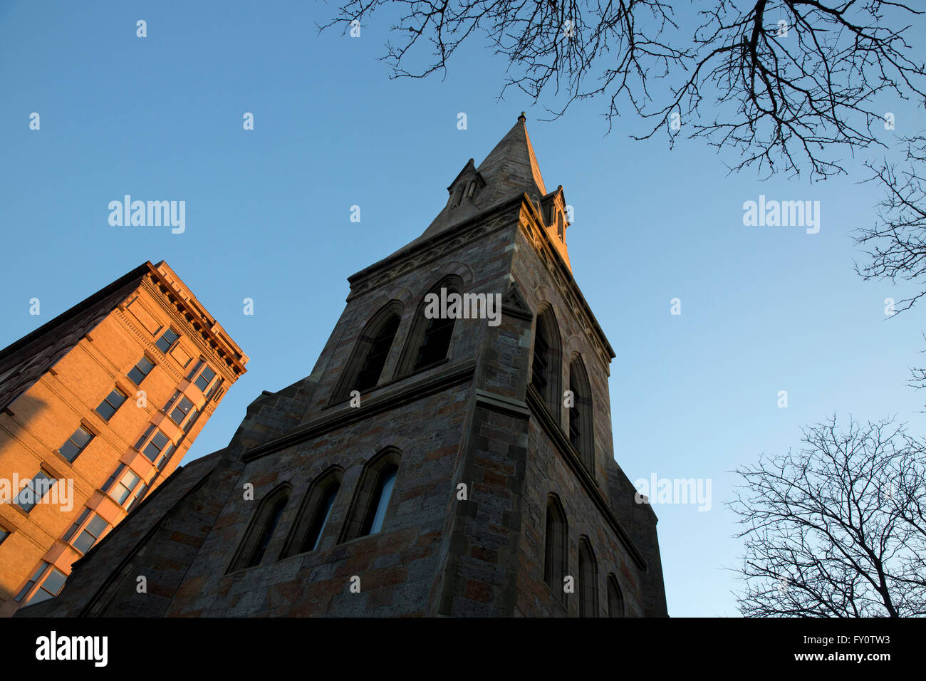 Prima chiesa, Back Bay di Boston, Massachusetts, STATI UNITI D'AMERICA Foto Stock