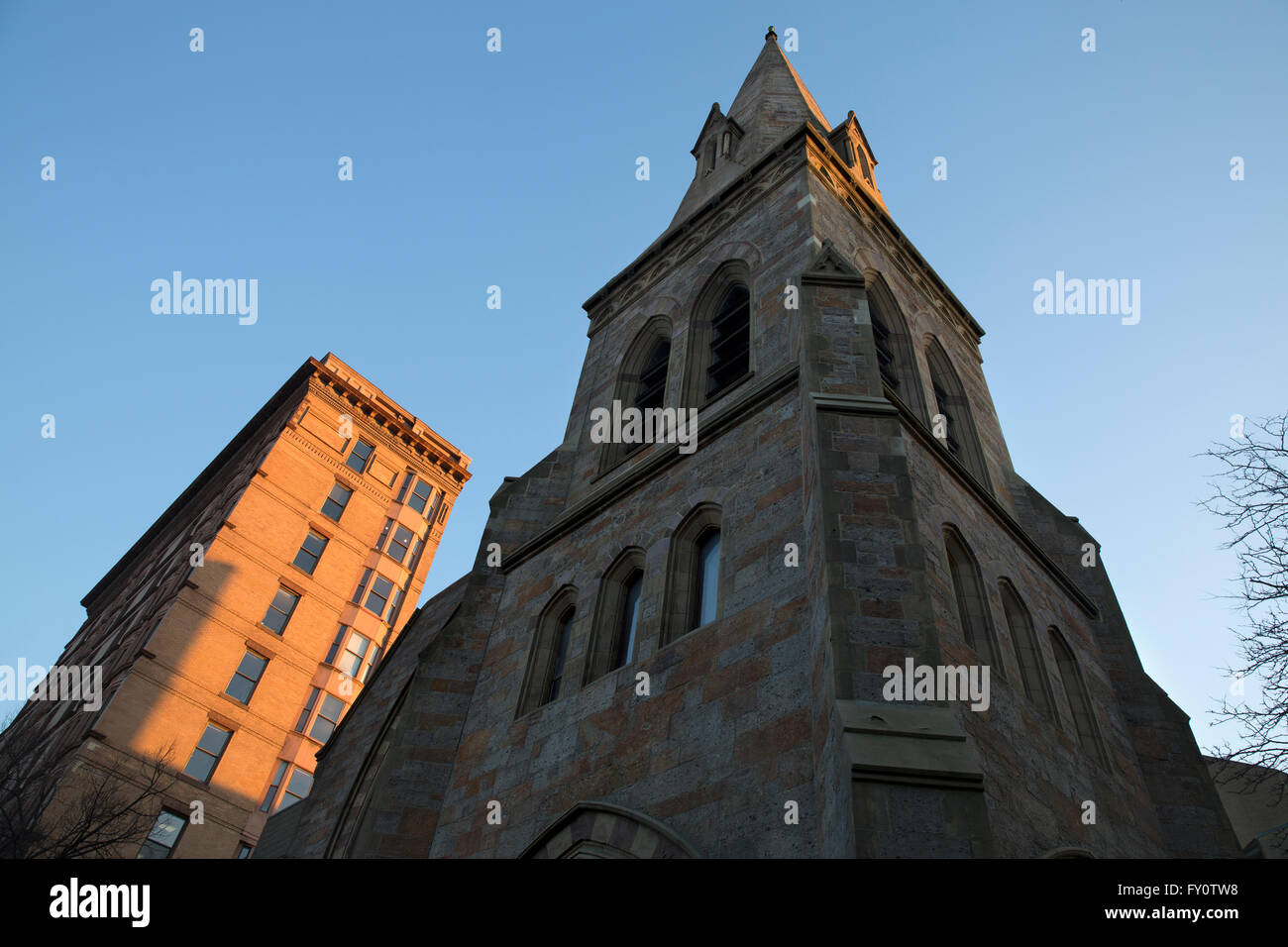Prima chiesa, Back Bay di Boston, Massachusetts, STATI UNITI D'AMERICA Foto Stock
