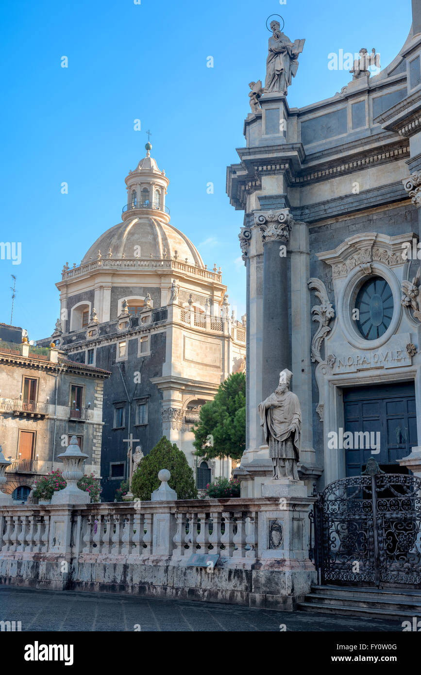 Cattedrale di Sant'Agata da Piazza Duomo, Catania, Sicilia, Italia Foto Stock