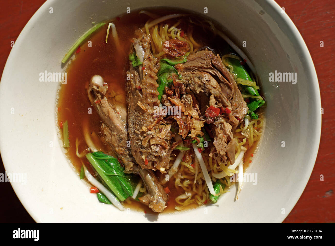 Riso Deliziosi noodle soup con anatra in umido Foto Stock