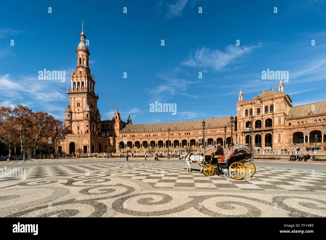 Placa de Espana, piazza di Spagna,il carrello, Siviglia, Andalusia, Spagna Foto Stock
