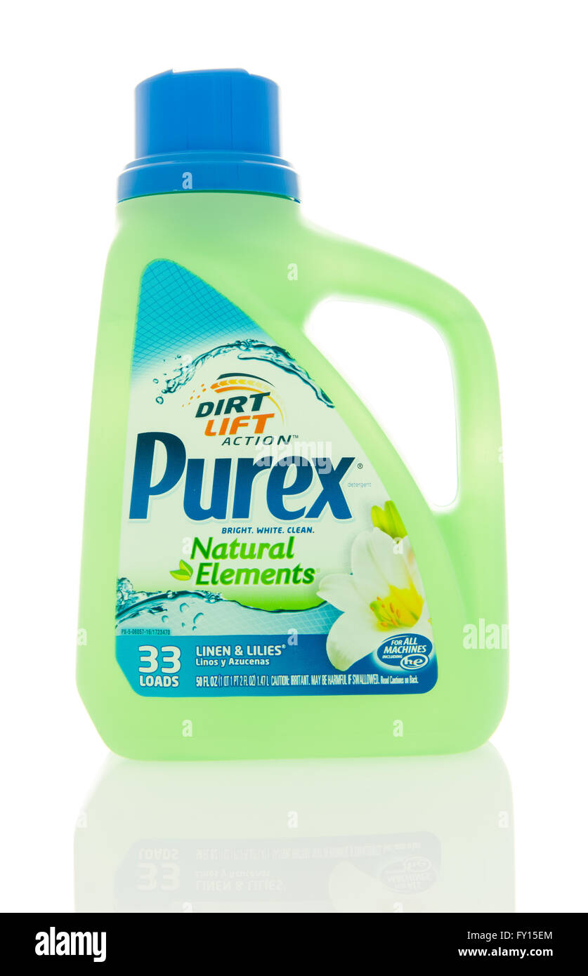 Winneconne, WI - 4 Feb 2016: Bottiglia di Purex detergenti per bucato. Foto Stock