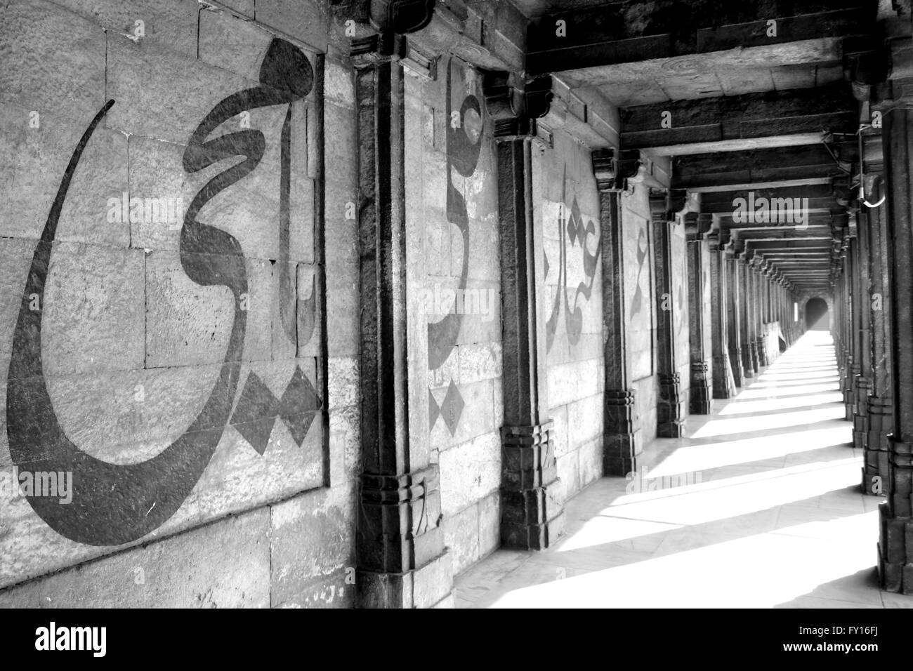 Un'immagine monocromatica di una parete in corrispondenza della Jama Masjid in Ahmedbad, Gujarat. Foto Stock