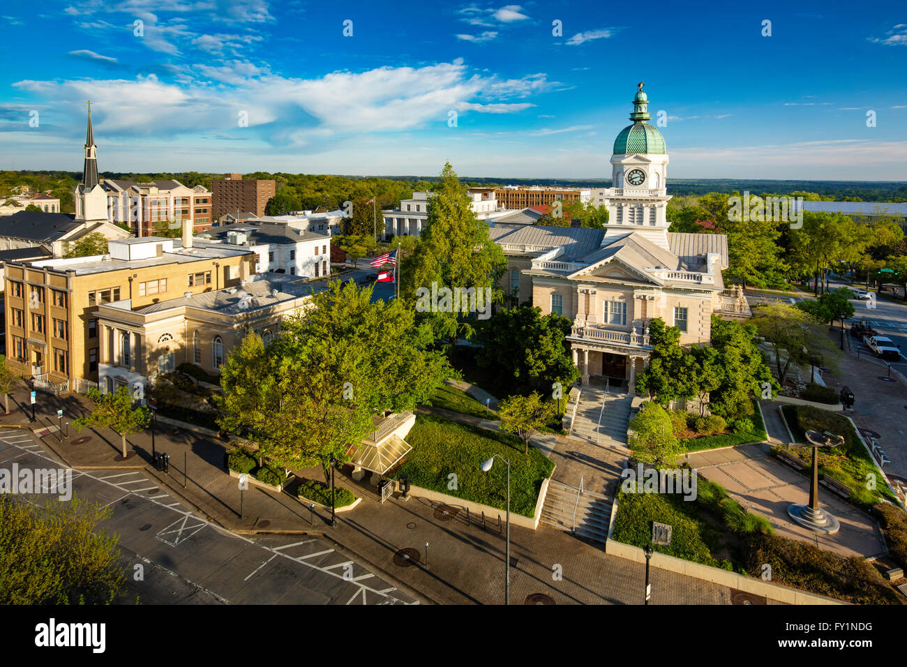 La mattina presto vista sul municipio e la città di Atene, GEORGIA, STATI UNITI D'AMERICA Foto Stock