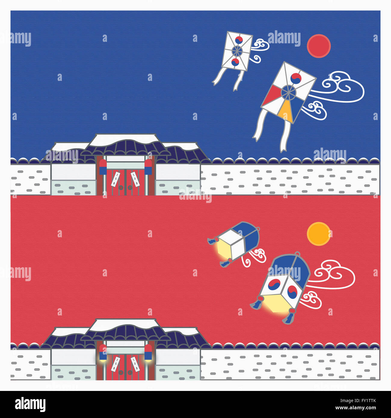 Paesaggio di Korean architettura tradizionale che rappresentano il nuovo anno Foto Stock