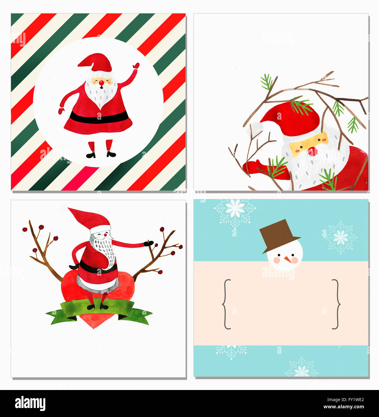 Vari disegni illustrati relativi a Natale Foto Stock