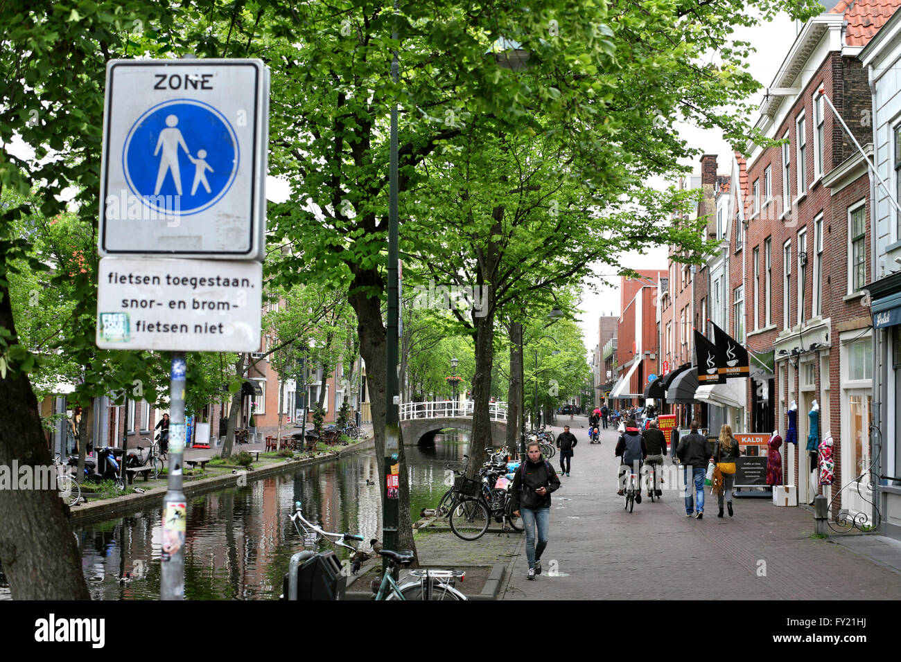 Una zona pedonale accedi Molslaan, in Delft centro città e Paesi Bassi Foto Stock