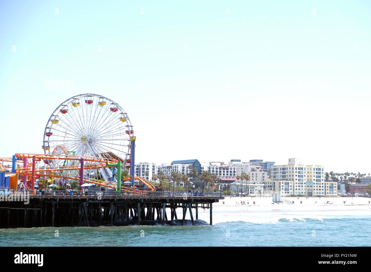 Santa Monica Pier ruota panoramica Ferris los angeles Foto Stock