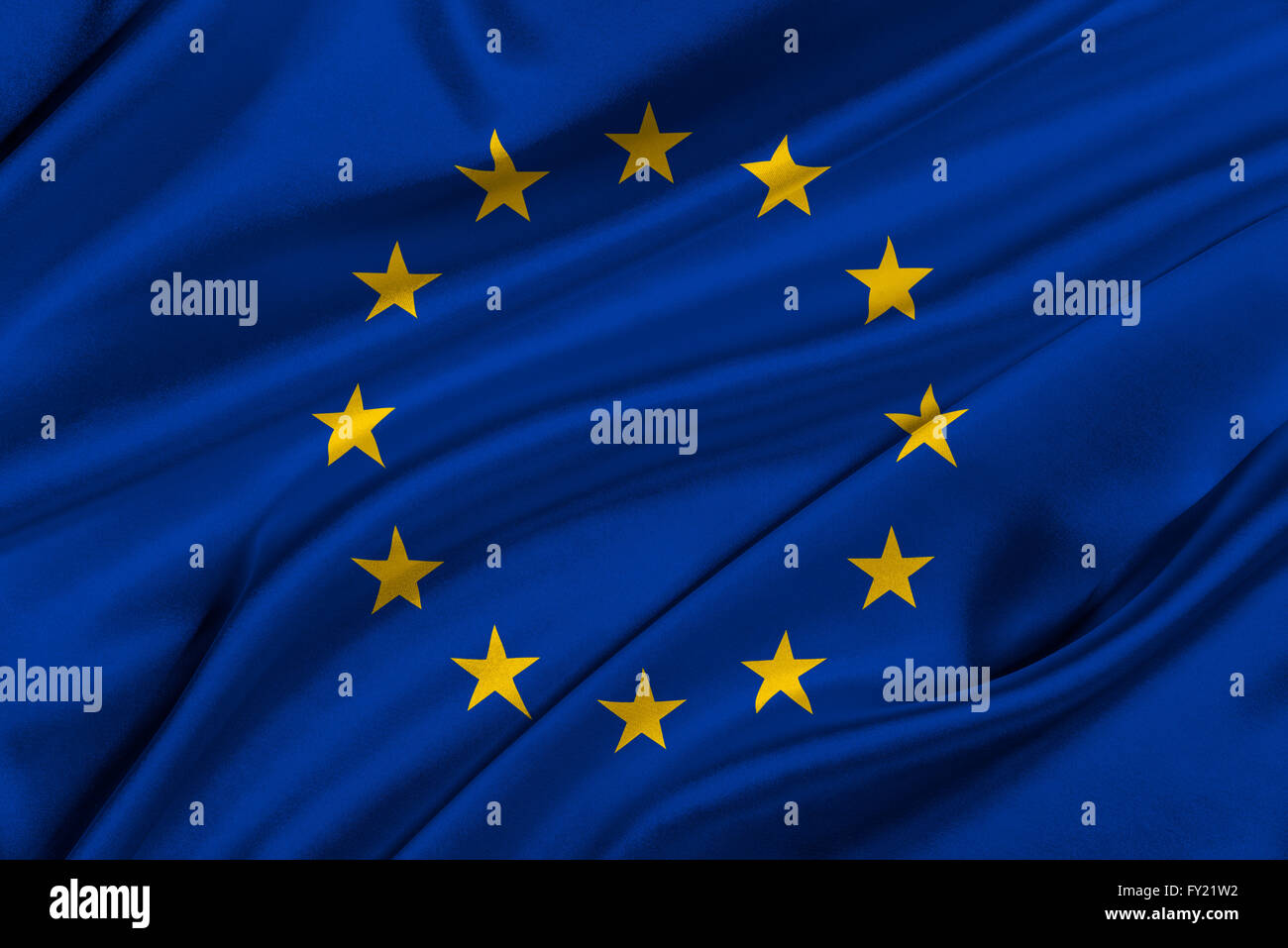 Bandiera dell'Unione Europea sventolare nel vento. Foto Stock
