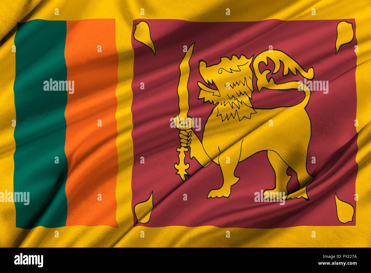 Bandiera dello Sri Lanka sventolare nel vento. Foto Stock