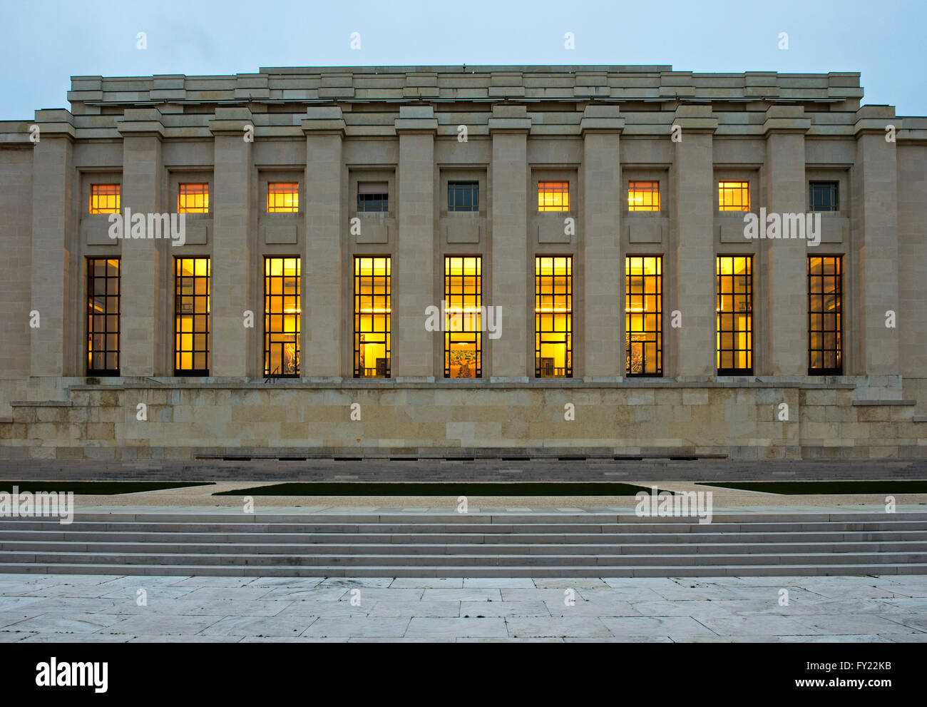 Edificio principale, l'edificio A, Palais des Nations, ONU, Ginevra, Svizzera Foto Stock