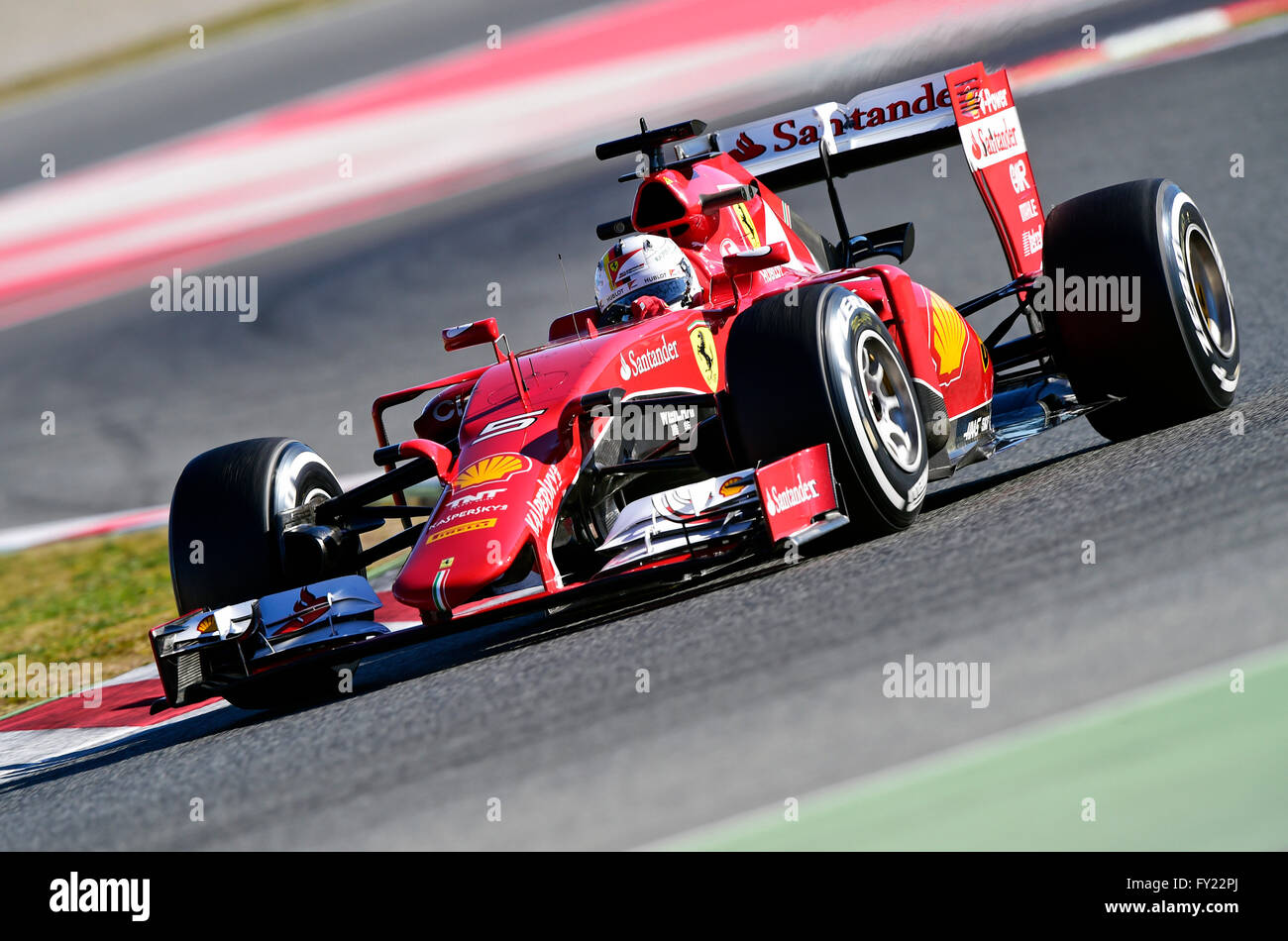 Sebastian Vettel, GER, la Scuderia Ferrari SF15-T, Formula 1 corse di prova, il Circuito de Catalunya, Barcelona, ​​Spain Foto Stock