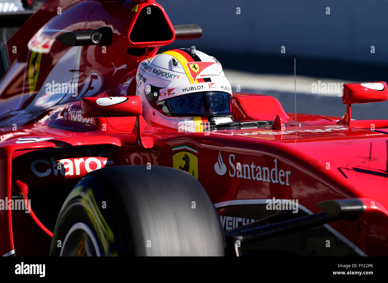 Sebastian Vettel, GER, la Scuderia Ferrari SF15-T, Formula 1 corse di prova, il Circuito de Catalunya, Barcelona, ​​Spain Foto Stock