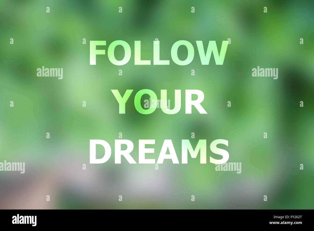 Seguire i vostri sogni di ispirazione preventivo su sfondo sfocato Foto Stock