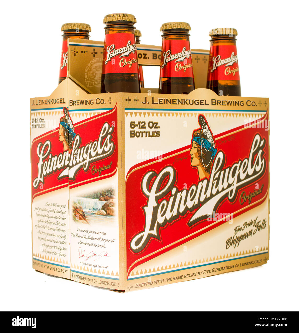 Winneconne, WI - 21 Nov 2015: Un six pack di Leinenkugel originale della birra. Foto Stock