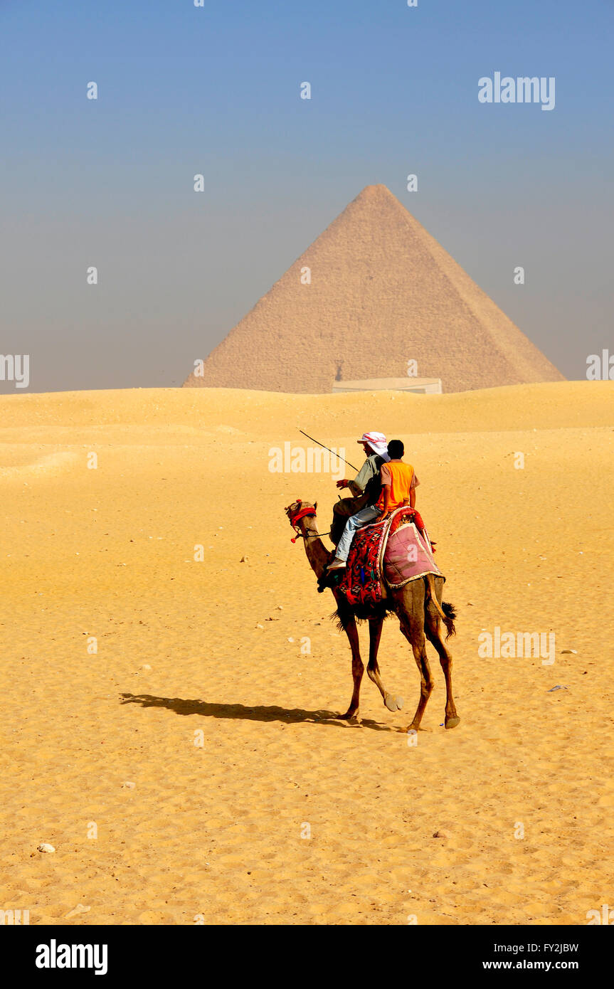 Piramidi egiziane di Giza. Foto Stock