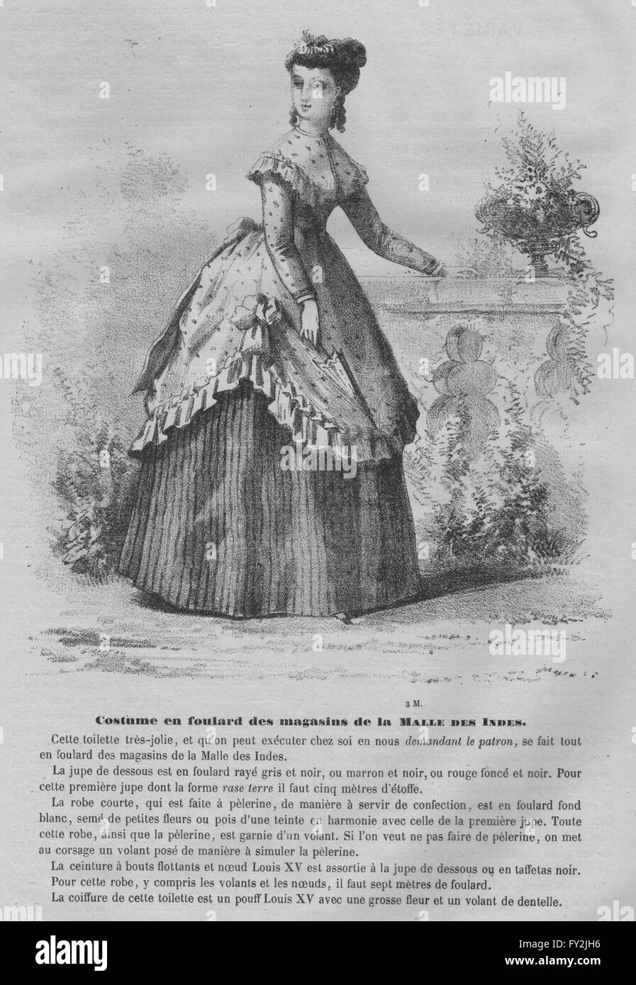 Moda: elegante signore parigino, antica stampa 1869 Foto Stock