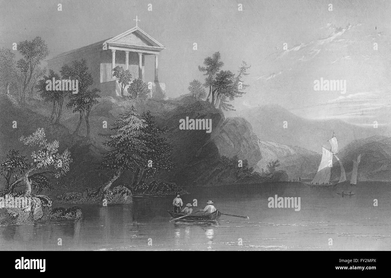 La cappella di Nostra Signora di Coldspring, Putnam County, New York. WH BARTLETT, 1840 Foto Stock