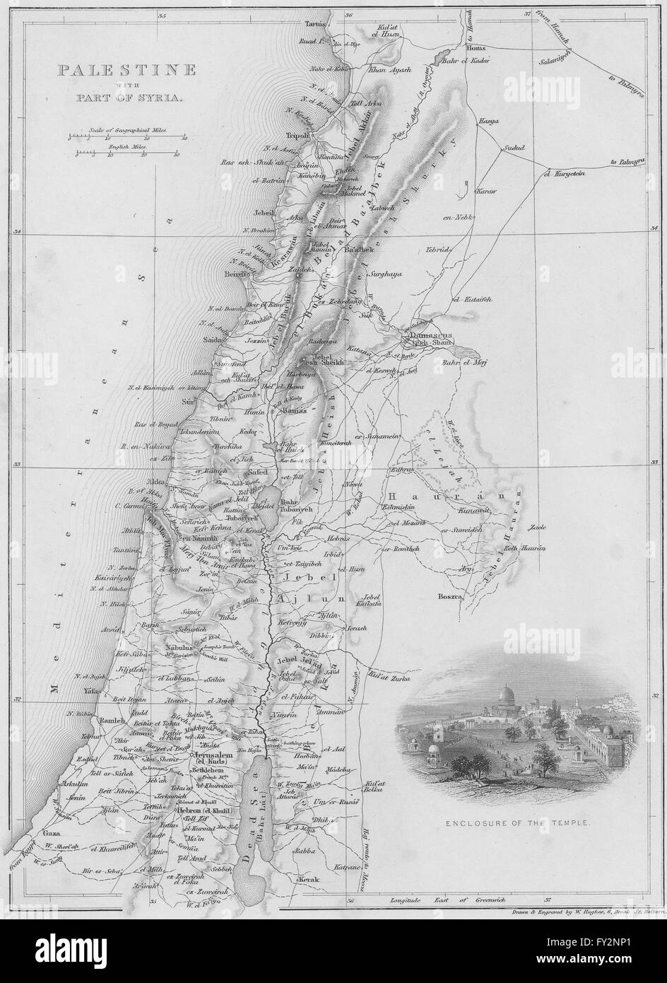 Israele: mappa della Palestina con la Siria, 1847 Foto Stock