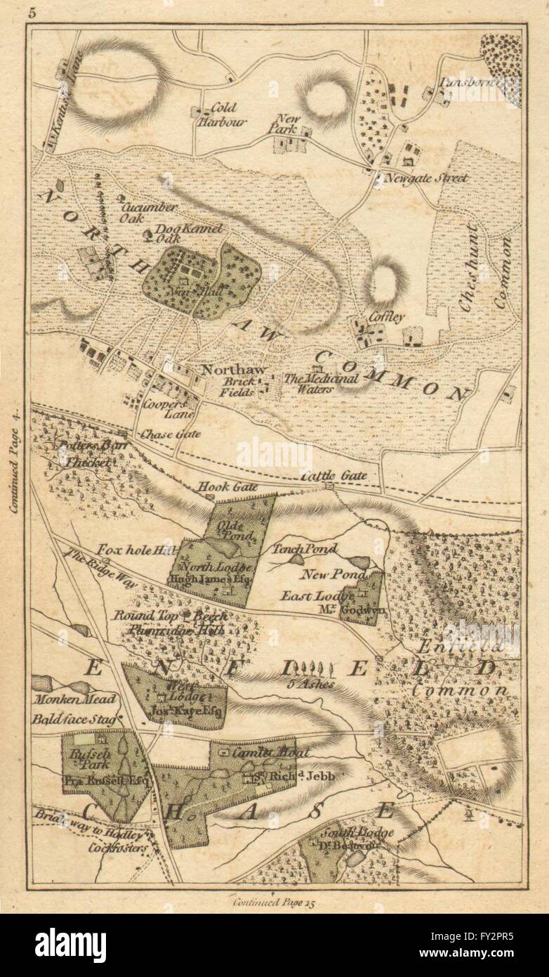 ENFIELD CHASE: Cockfosters,East Barnet,Southgate,Northaw,Potters Bar, 1786 Mappa Foto Stock