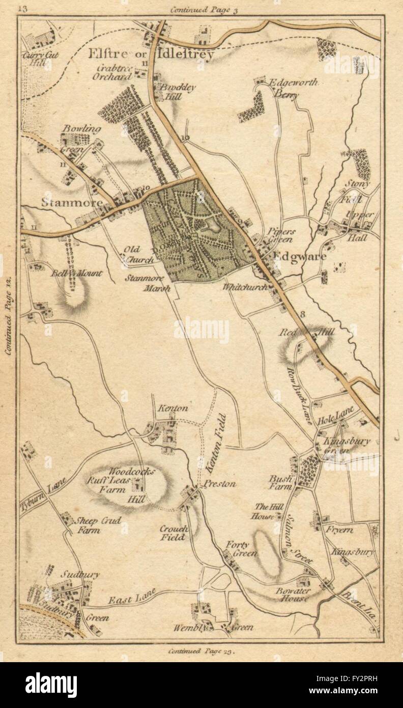 BRENT: Stanmore,Elstree,Edgware,Kenton,Wembley,Colindale,Kingsbury, 1786 Mappa Foto Stock