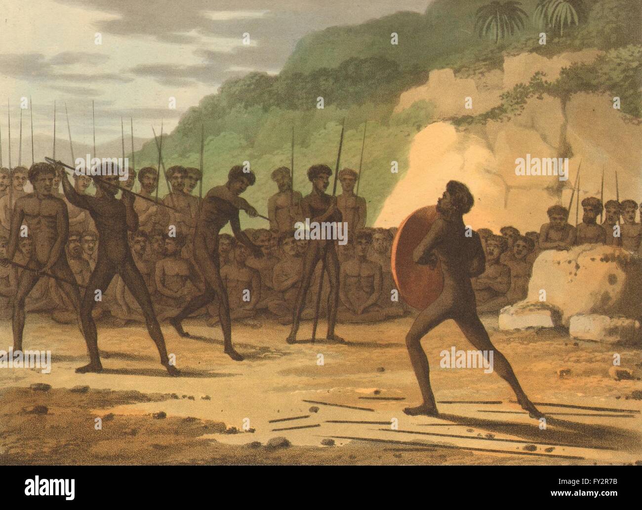 AUSTRALIA gli aborigeni: Trial da combattimento. La giustizia. Nuovo Galles del Sud (Orme) , 1814 Foto Stock