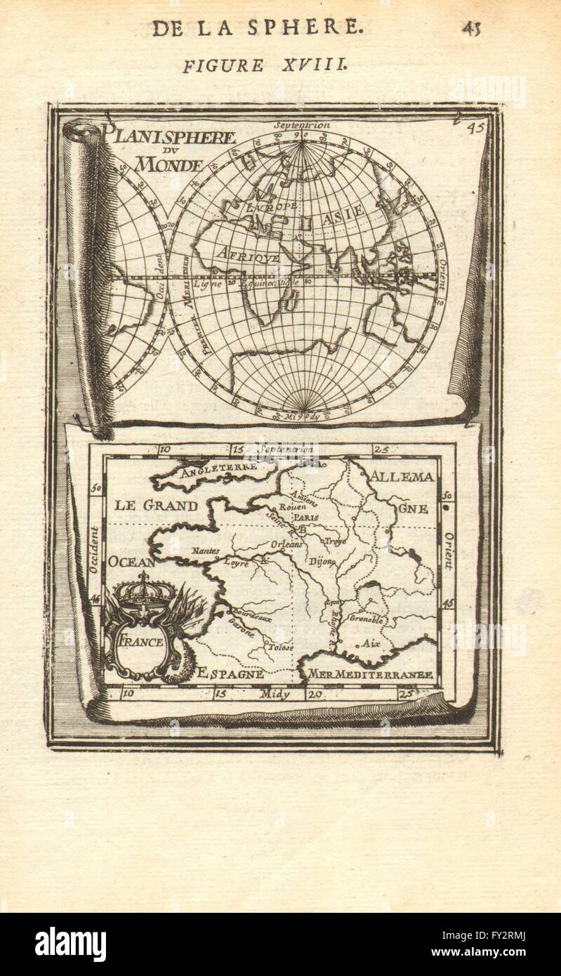Francia/MONDO: odd-sagomato Australia vicino a sud del continente.Mallet, 1683 Mappa Foto Stock