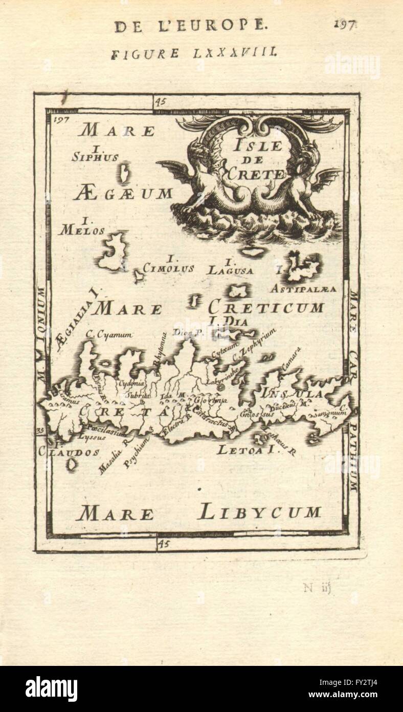 CANDIA/creta e Cicladi: Milos Sifnos Astypalea. Egeo. MALLET, 1683 mappa vecchia Foto Stock