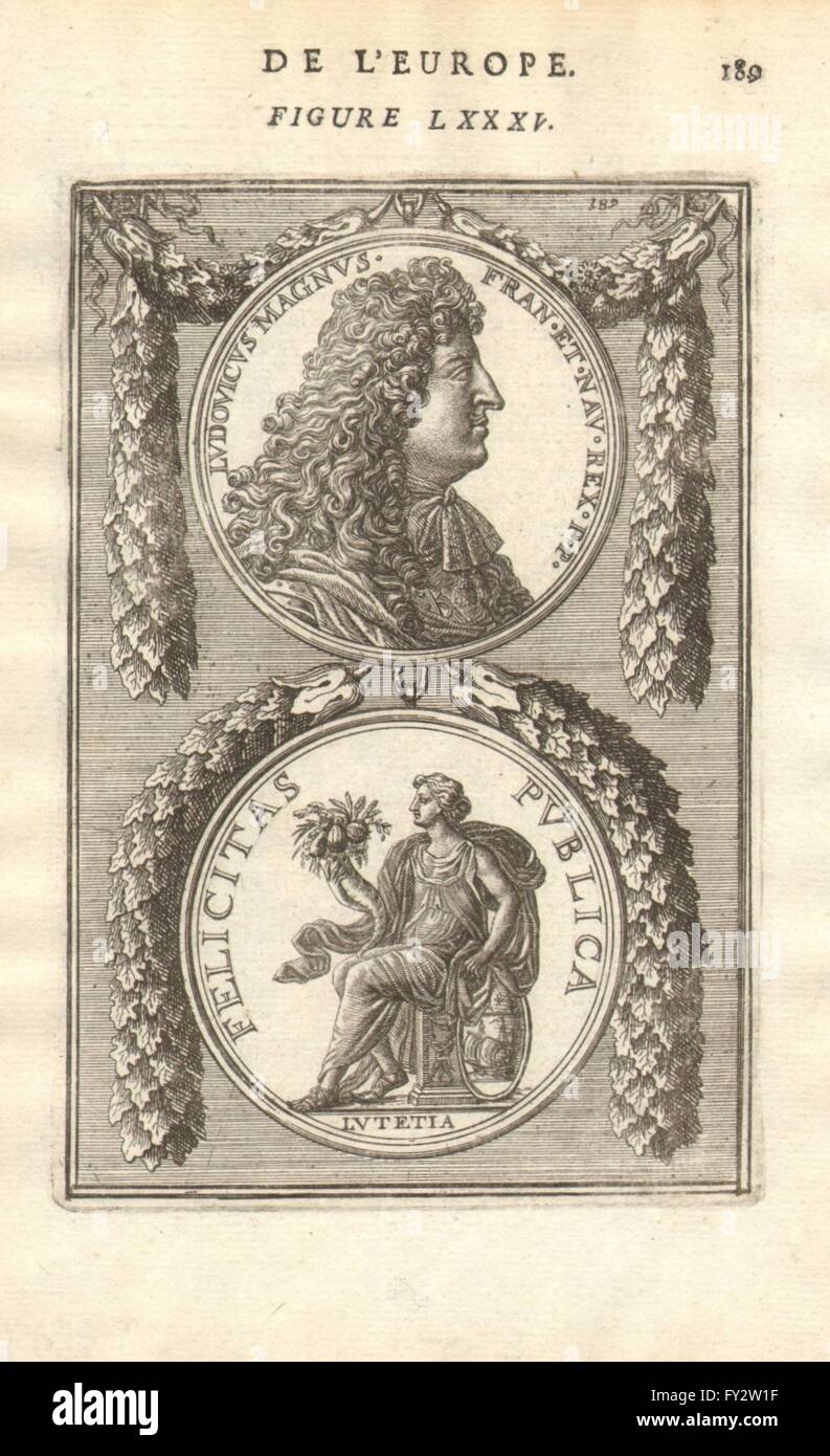 Luigi XIV, il Re Sole: Ludovicus Magnus. Roi de France. MALLET, stampa 1683 Foto Stock